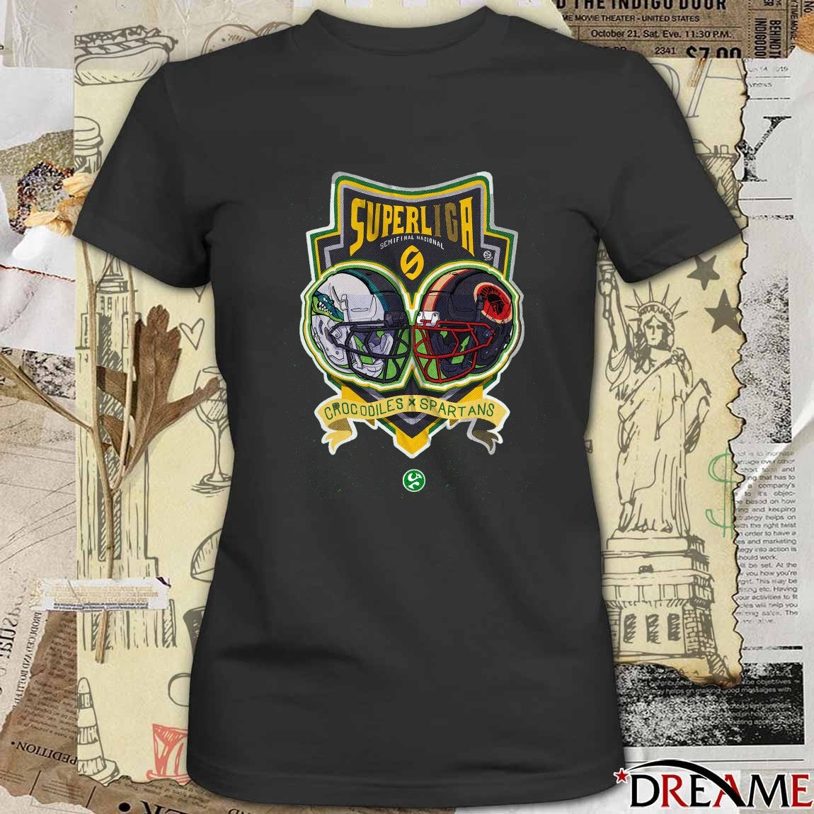 Crocodiles Vs Spartans Superliga Semifinal Nacional 2025 Helmet Logo t-shirt