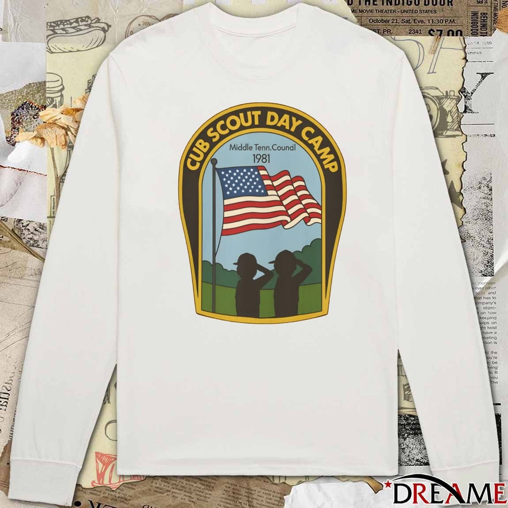 Cub Scout Day Camp Middle Tenn. Council in 1981 American flag t-shirt