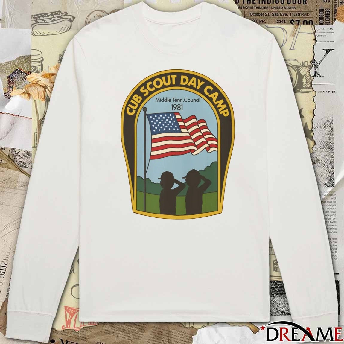 Cub Scout Day Camp Middle Tenn. Council in 1981 American flag t-shirt