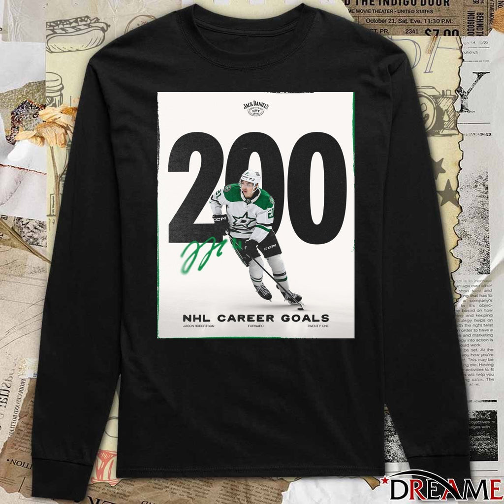 Dallas Stars 200 NHL Career Goals Jason Robertson Signature Poster t-shirt