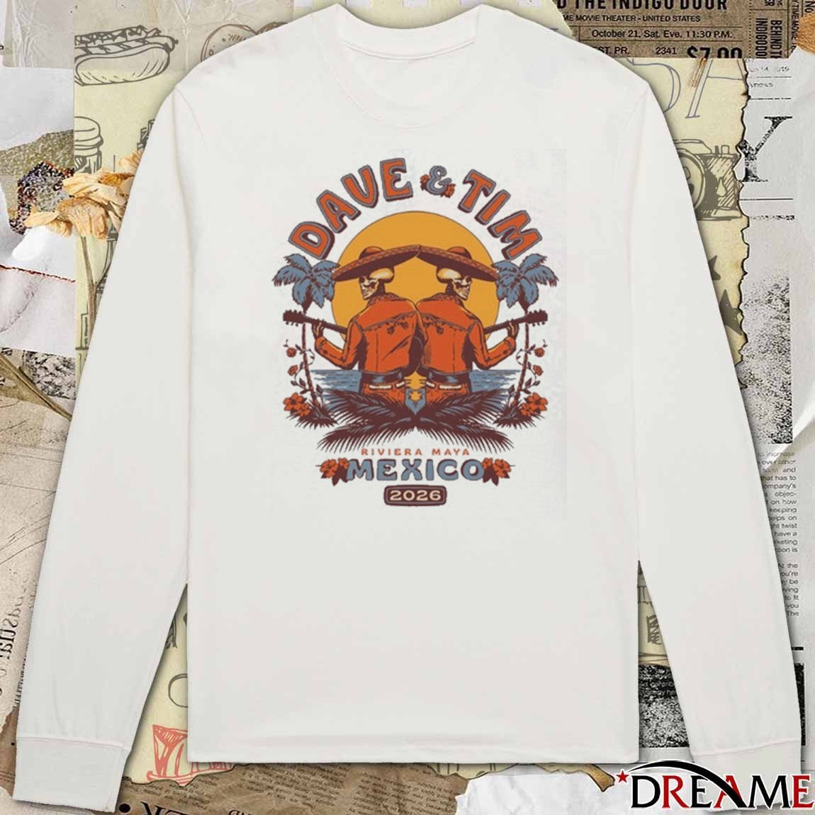 Dave Matthews and Tim Reynolds Mexico Concerts 2026 Skeletons t-shirt