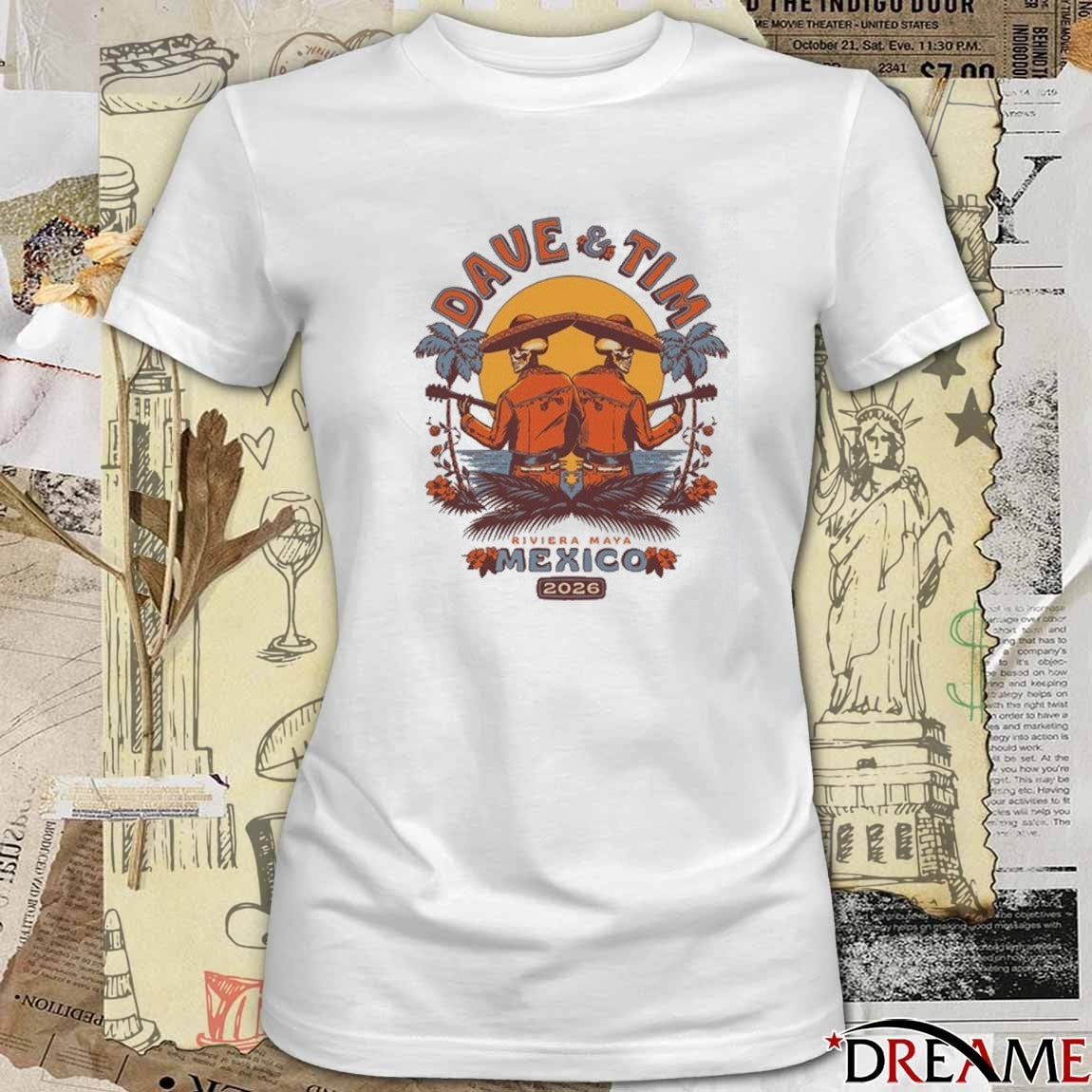 Dave Matthews and Tim Reynolds Mexico Concerts 2026 Skeletons t-shirt
