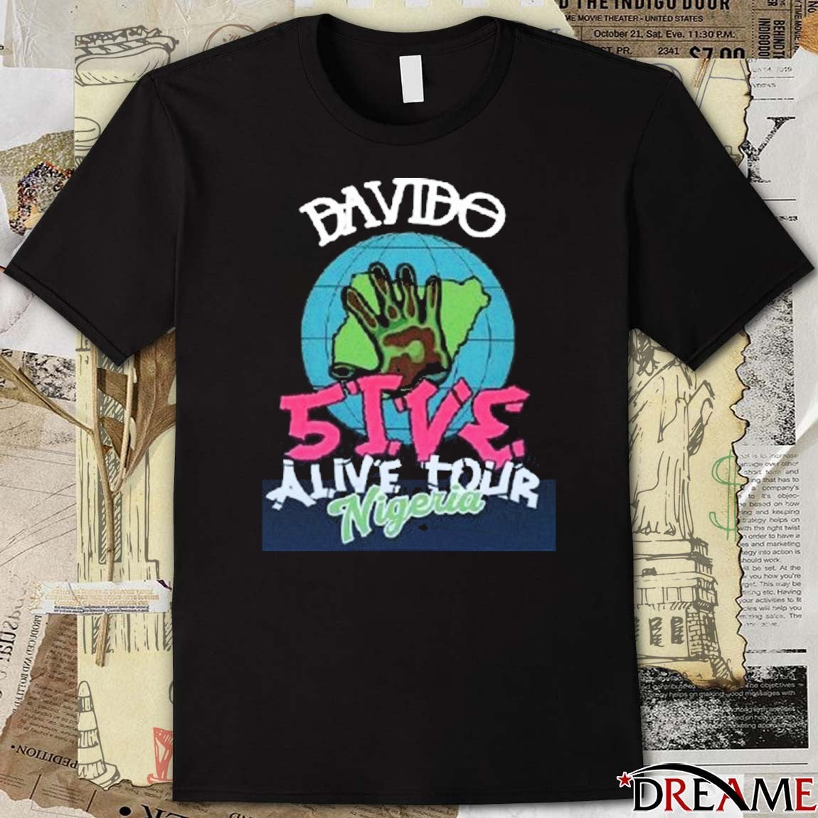 Davido 5ive Alive Tour Nigeria 2025 t-shirt