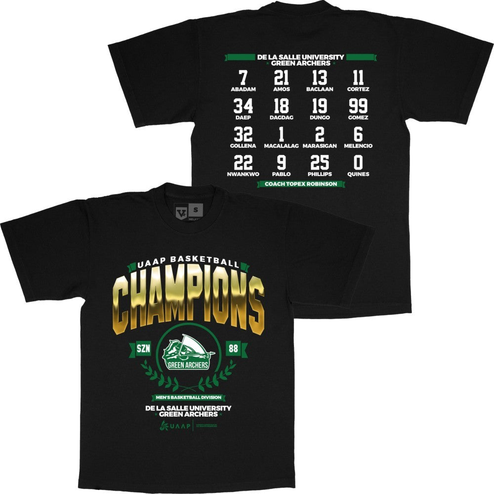 De La Salle University Green Archers 2025 UAAP Season 88 Basketball Champions Two Sided Shirt