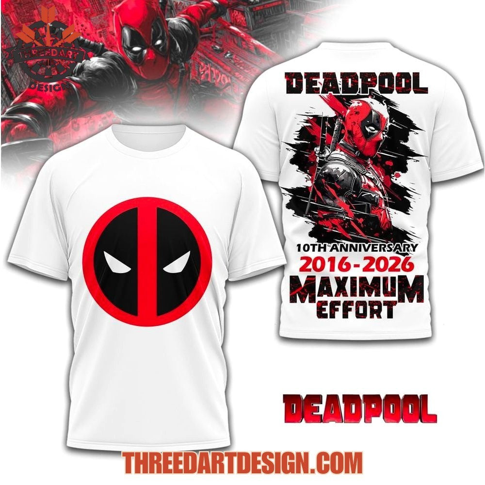 Deadpool 10th Anniversary 2016-2026 Maximum Effort Shirt