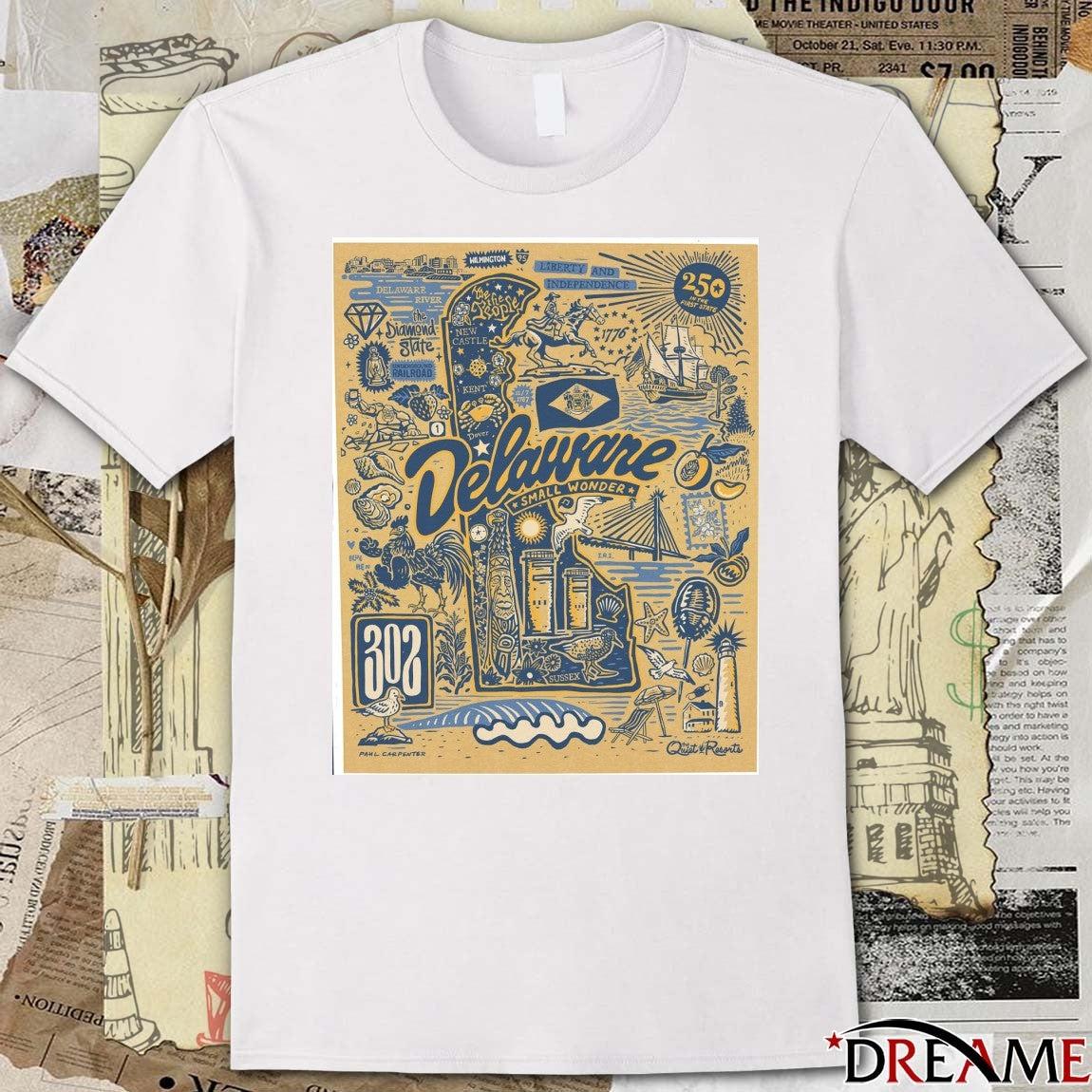 Delaware 250th Anniversary Small Wonder Delaware River The Diamond State Underground Railroad Poster t-shirt