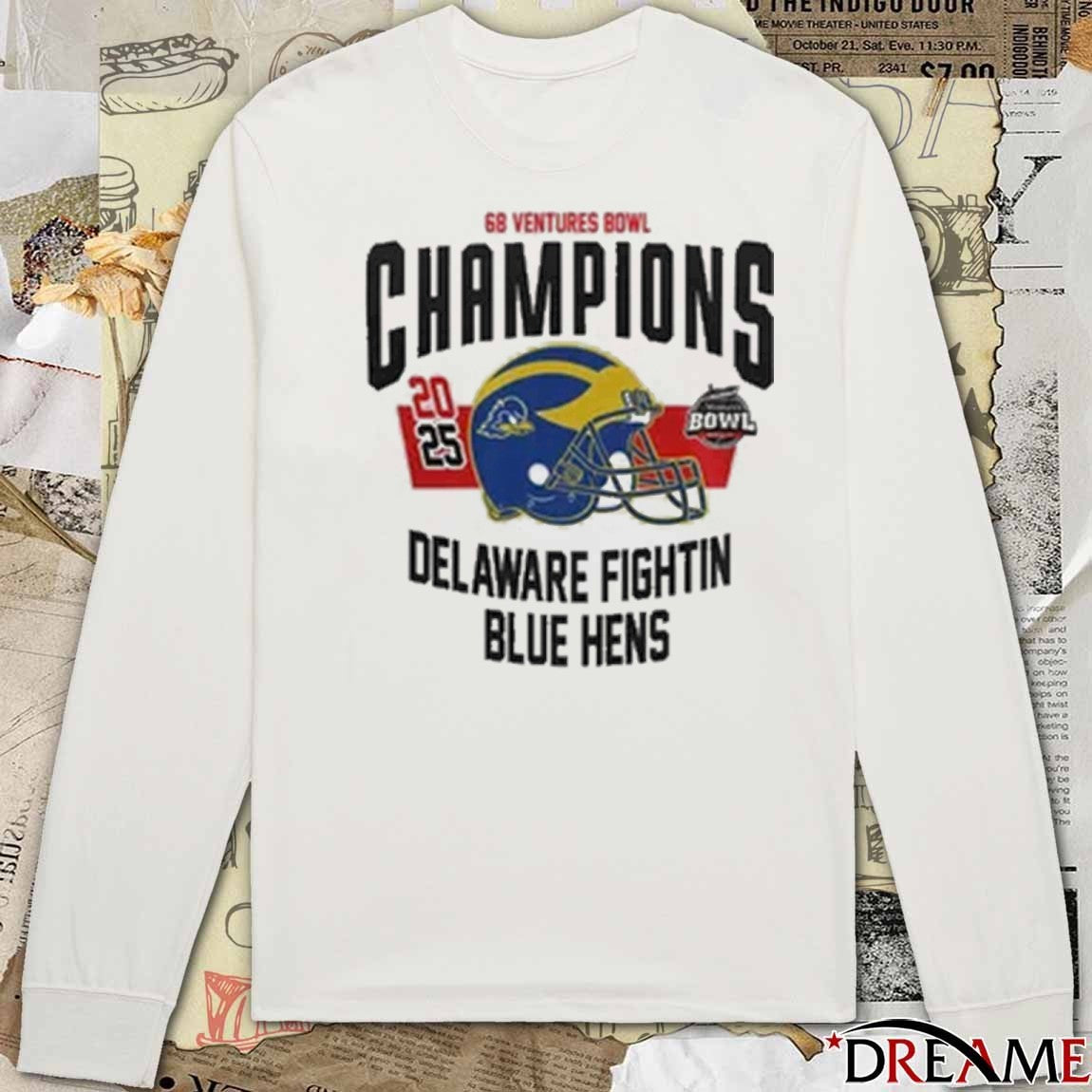 Delaware Fightin’ Blue Hens 68 Ventures Bowl Champions 2025 Helmet t-shirt