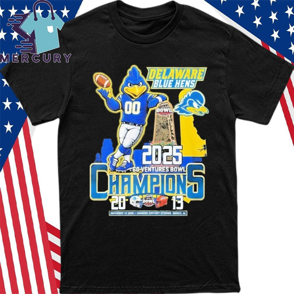 Delaware Fightin’ Blue Hens 68 Ventures Bowl Champions 2025 Mascot Shirt