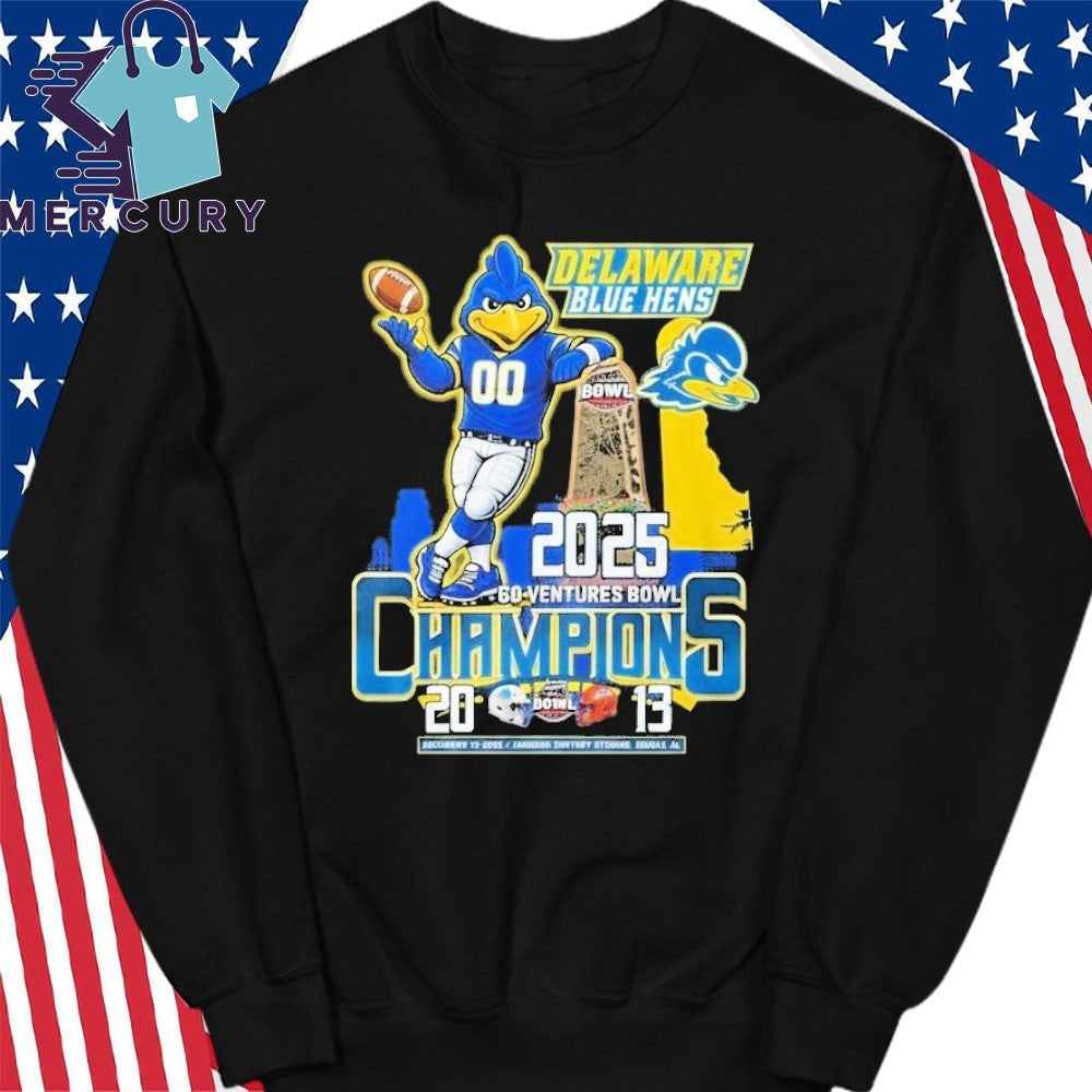 Delaware Fightin’ Blue Hens 68 Ventures Bowl Champions 2025 Mascot Shirt