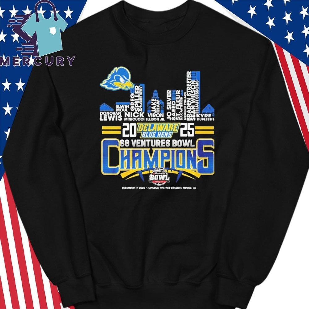 Delaware Fightin Blue Hens 68 Ventures Bowl Champions Skyline Shirt