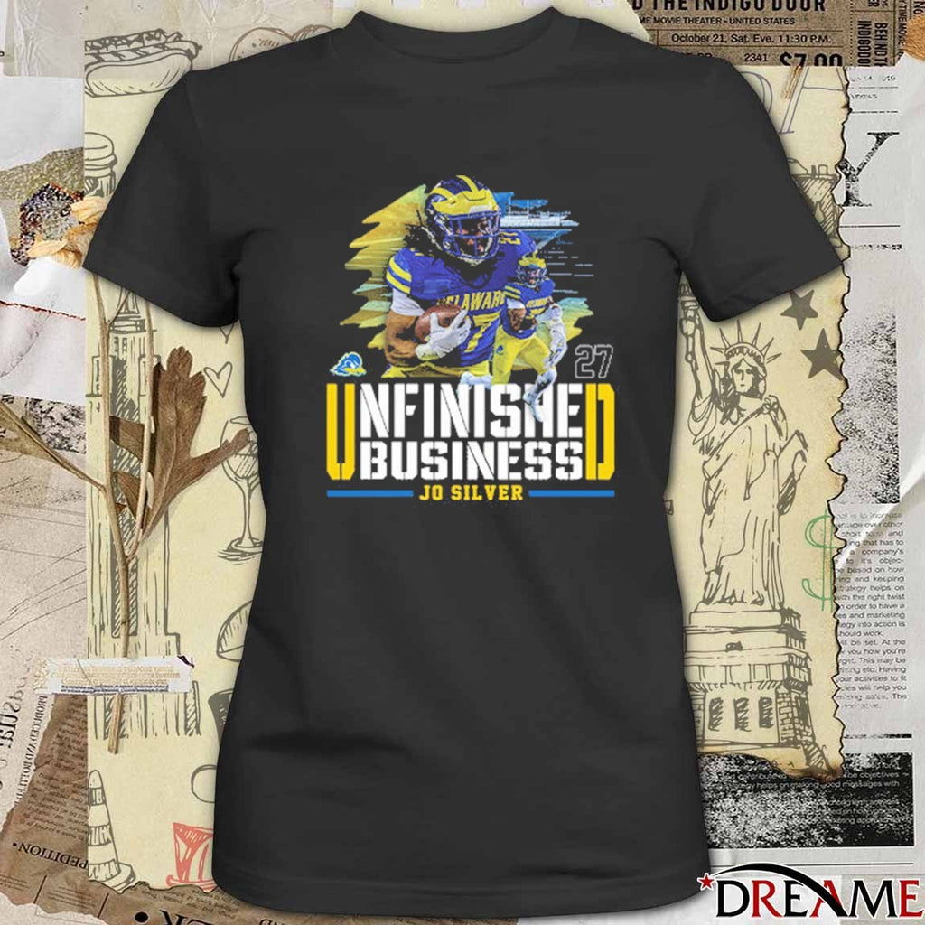 Delaware Fightin’ Blue Hens NCAA Football Jo Silver Unfinished Business t-shirt
