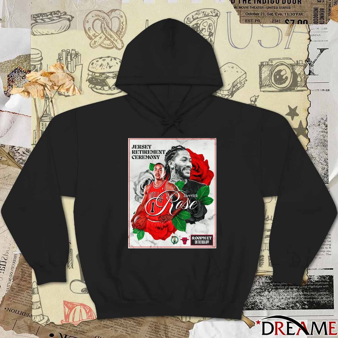 Derrick Rose Jersey Retirement Ceremony Chicago Bulls Poster t-shirt