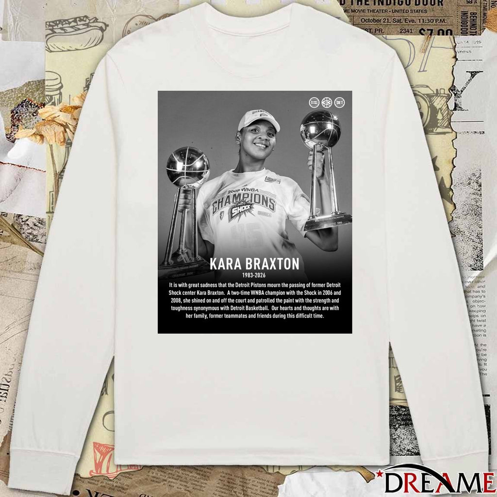 Detroit Pistons Mourn The Passing Of Former Detroit Shock Center Kara Braxton 1983 – 2026 Poster t-shirt