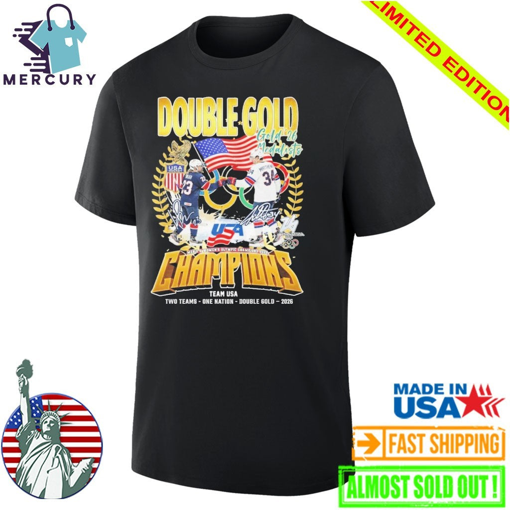 Double Gold USA Men x Womne Hockey Special Milano-Cortina Olympics Champions 2026 Shirt