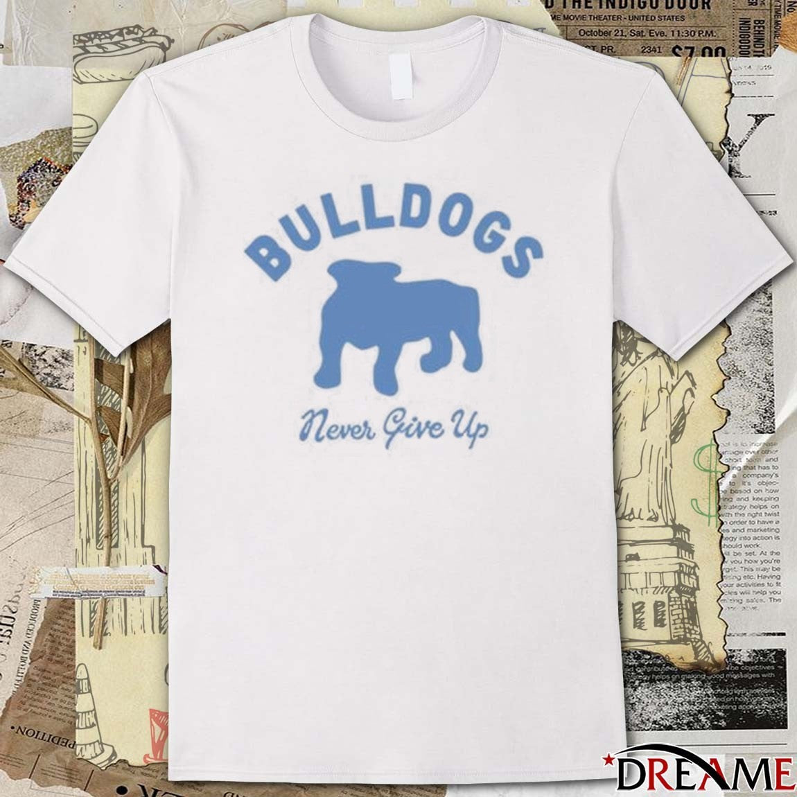 Duke And Winston Bulldogs Never Give Up t-shirt