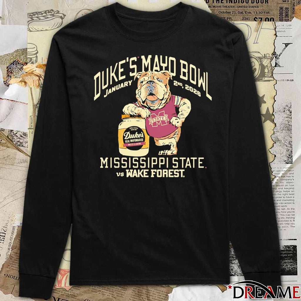 Duke’s Mayo Bowl 2026 Mississippi State Bulldogs Vs Wake Forest Demon Deacons January 2 Mascot t-shirt