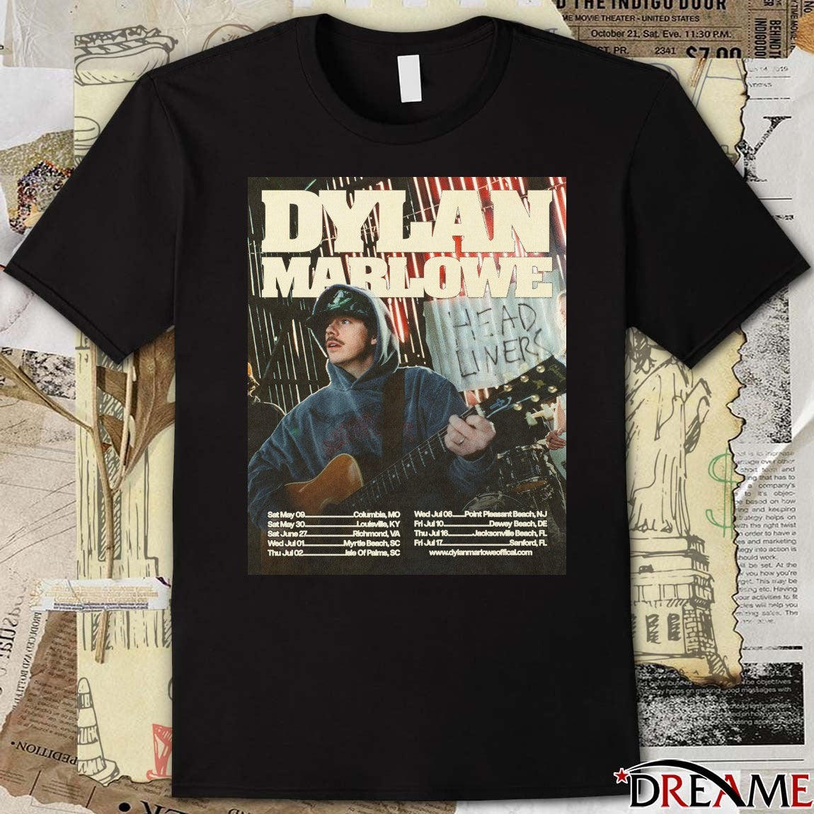 Dylan Marlowe Head Liners United States May 9 – July 17 2026 Poster t-shirt