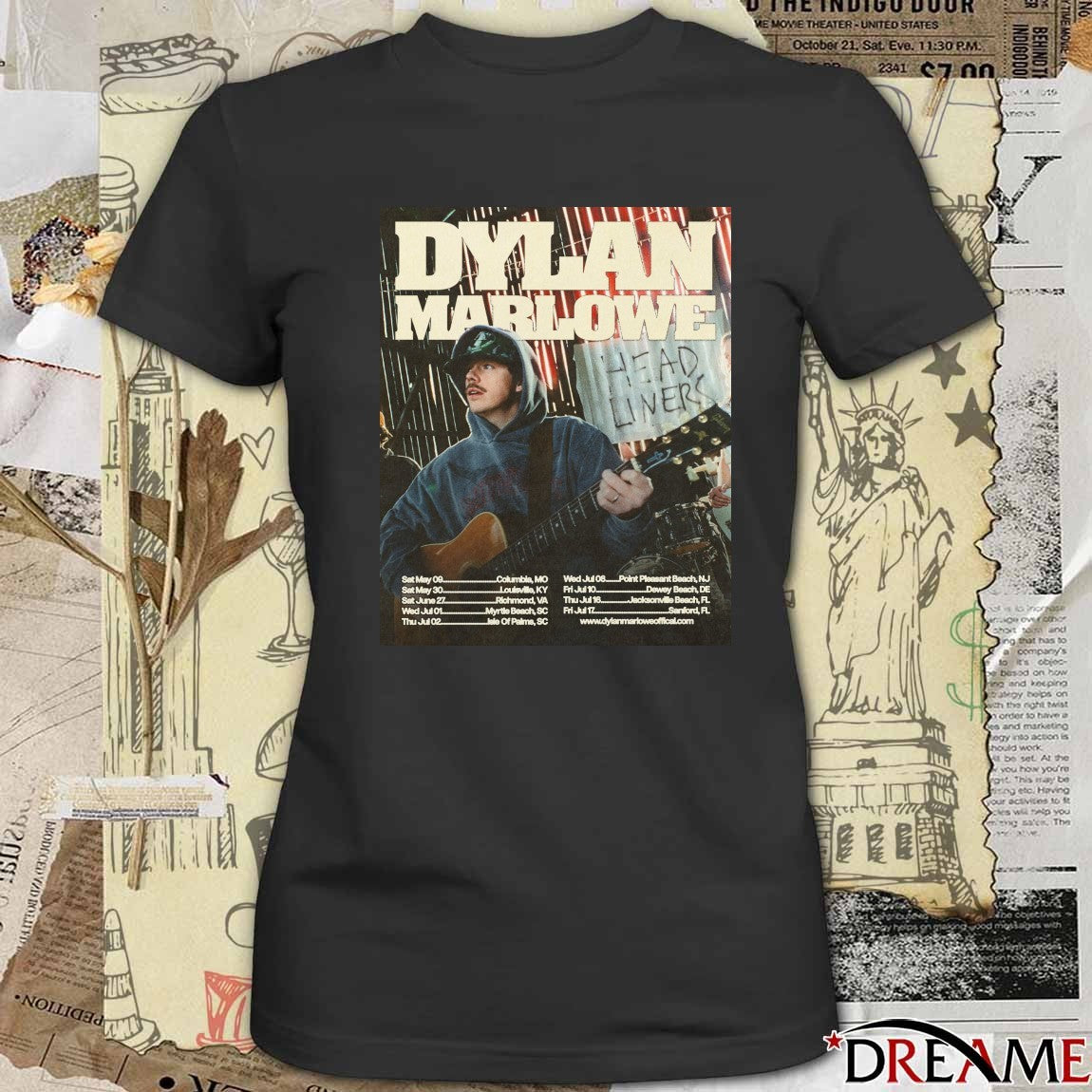Dylan Marlowe Head Liners United States May 9 – July 17 2026 Poster t-shirt