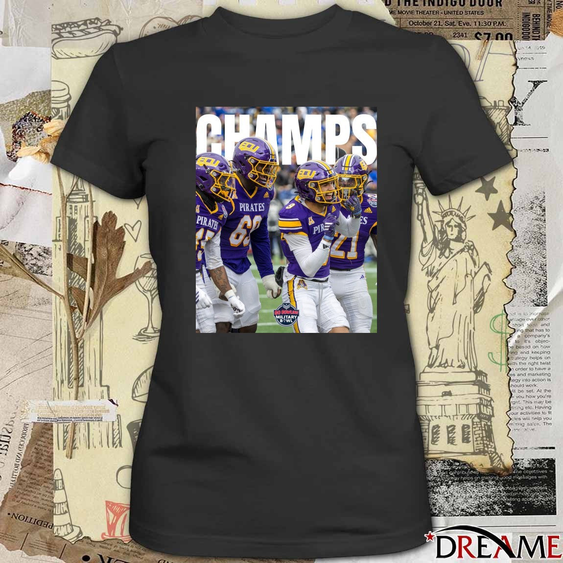 ECU East Carolina Pirates defeated Coastal Carolina Chanticleers 2025 Military Bowl Champions Poster t-shirt