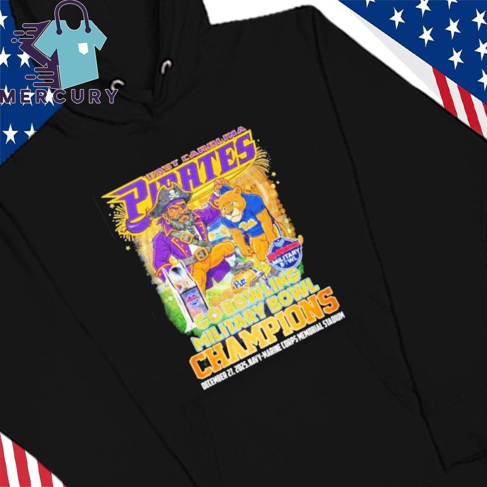 East Carolina Pirates 2025 Go Bowling Military Bowl Champions Mascot Shirt