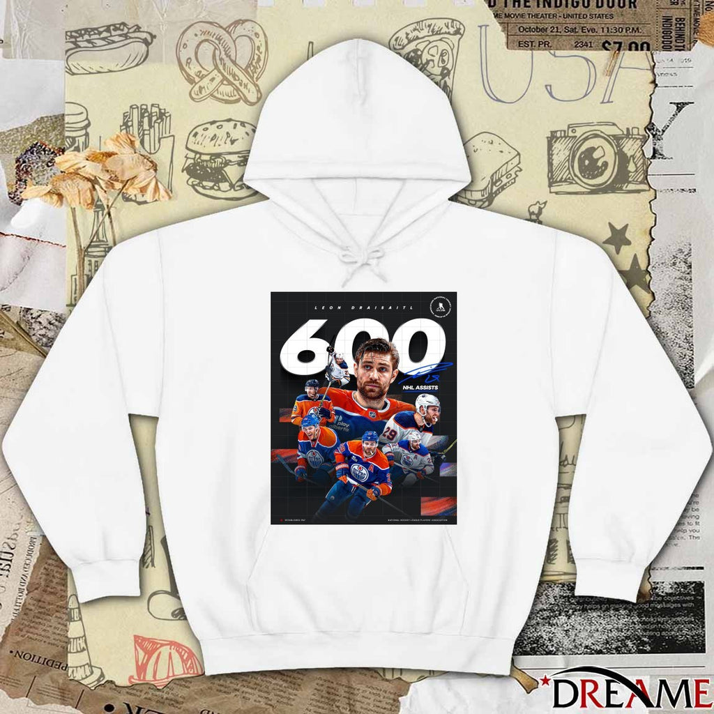 Edmonton Oilers Leon Draisaitl 600 NHL Assists Signature Poster t-shirt