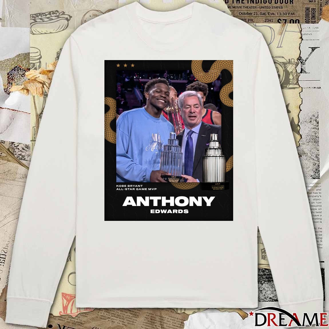 Edwards wins the Kobe Bryant trophy as the All-Star Game MVP t-shirt