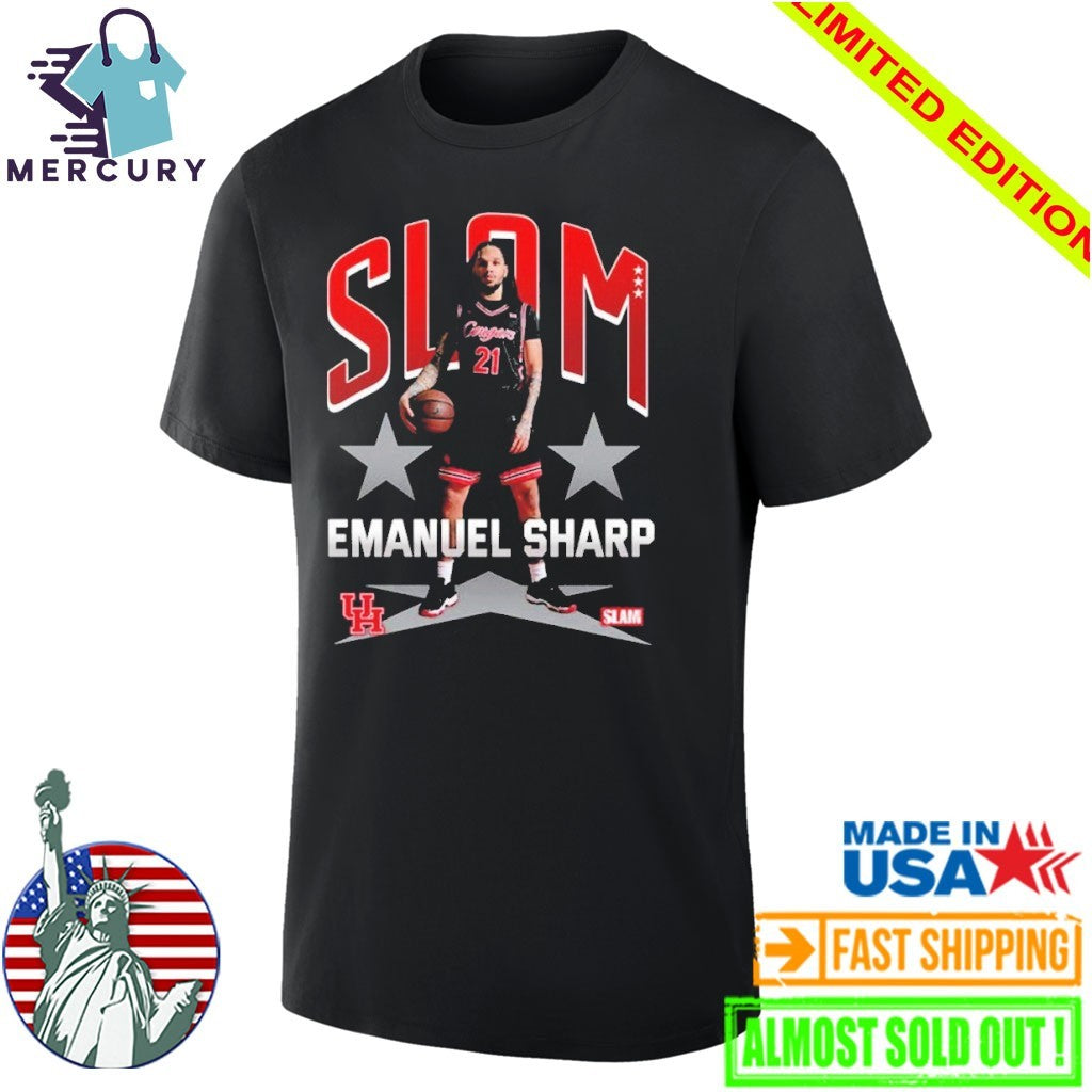 Emanuel Sharp Houston Cougars The Coogs On Slam University 019 Cover Tee H-Town Lockdown Shirt