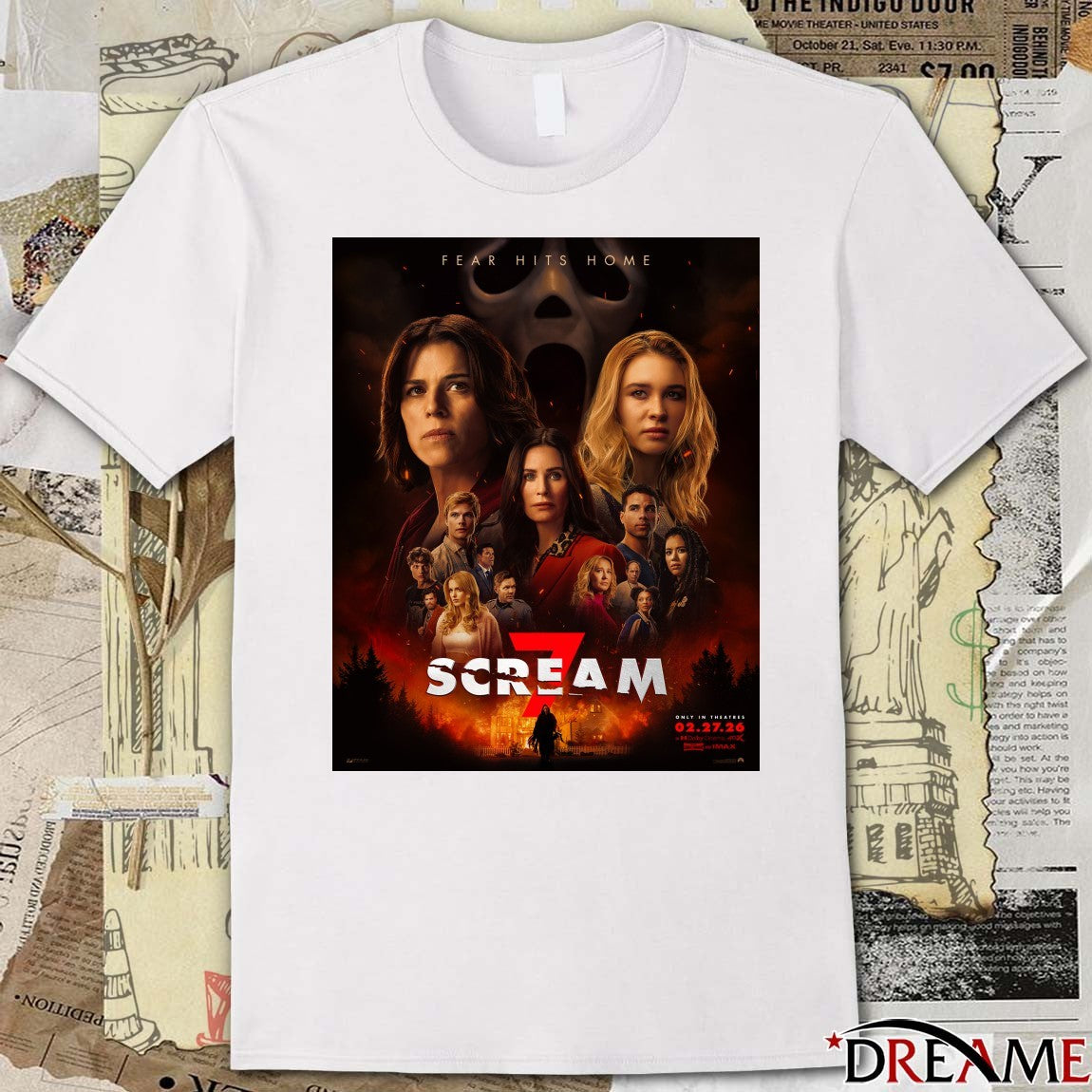 Fear Hít Home Scream 7 Only In Theatres February 27, 2026 Poster t-shirt