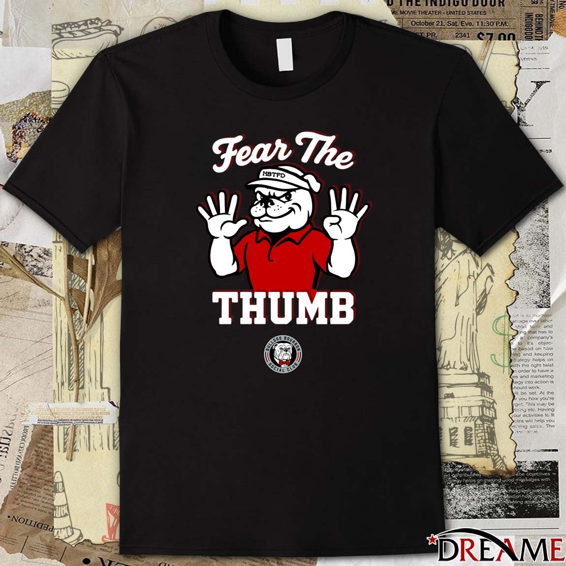Fear The Thumb Georgia Bulldogs Bourbon Social Club Mascot t-shirt