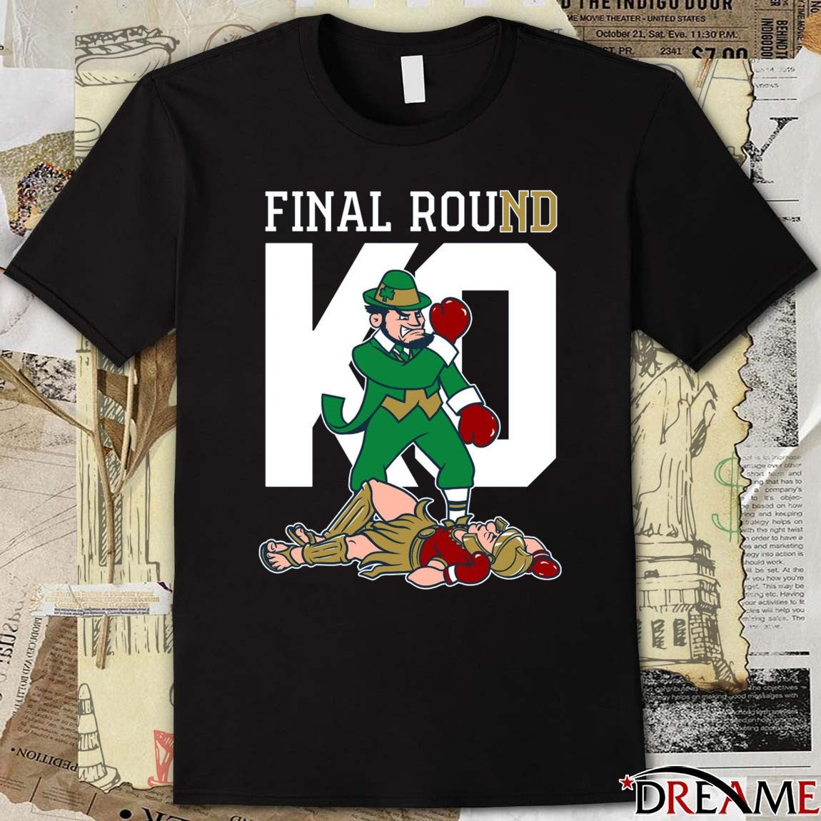 Final Round KO Notre Dame Fighting Irish Defeats Trojans Mascot t-shirt