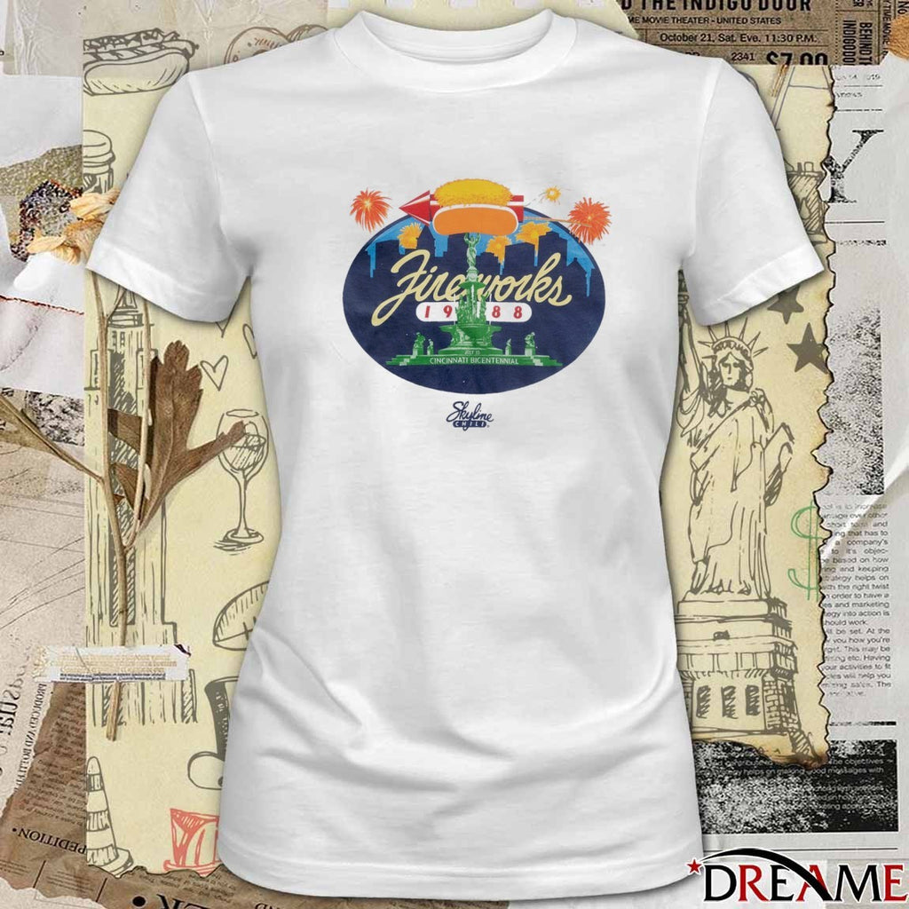 Fireworks 1988 Cincinnati Bicentennial on July 10, 1988 Skyline Chili logo t-shirt