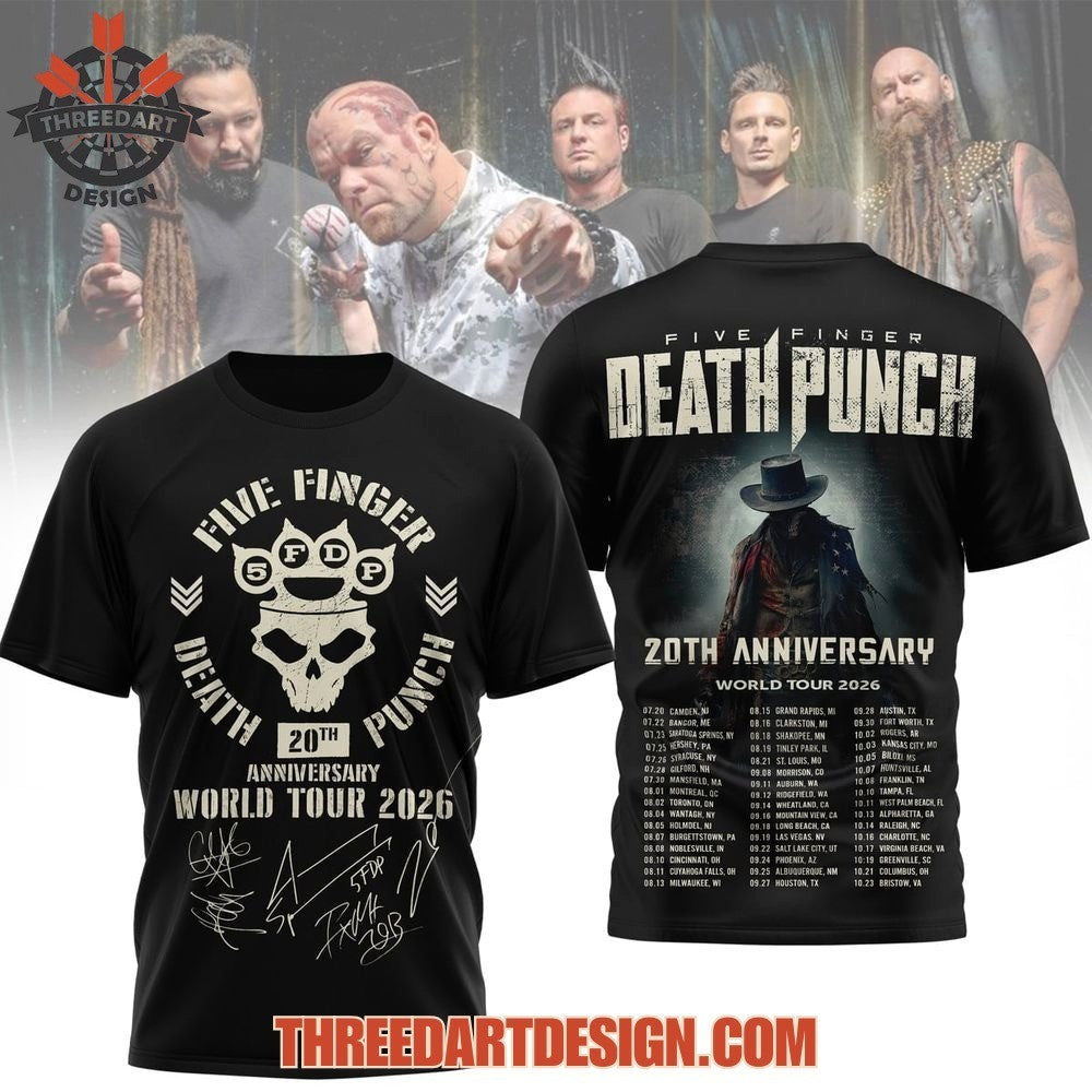 Five Finger Death Punch 20th Anniversary World Tour 2026 Shirt