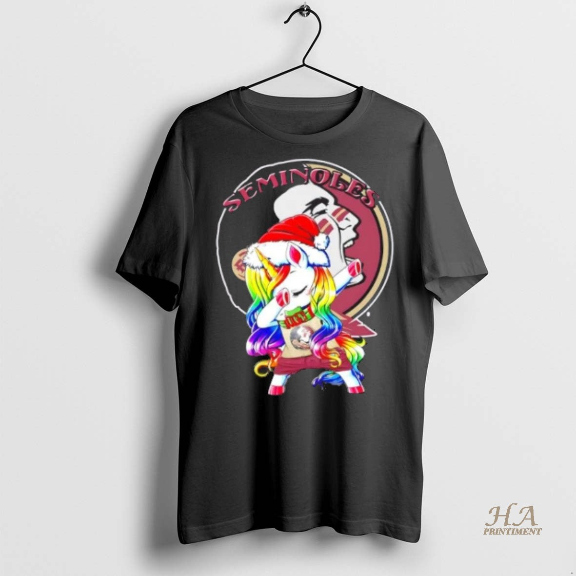 Official Florida State Seminoles Football X Unicorn Santa Hat Dabbing Merry Christmas Shirt