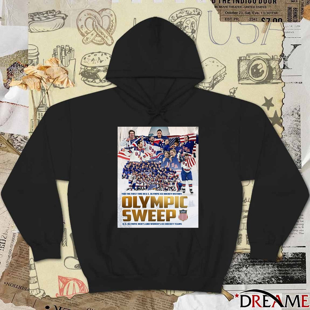 For The First Time In U.S. Olympic Ice Hockey History Olympic Sweep U.S. Olympic Men’s And Women’s Ice Hockey Teams t-shirt