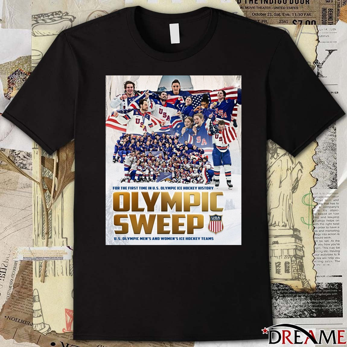 For The First Time In U.S. Olympic Ice Hockey History Olympic Sweep U.S. Olympic Men’s And Women’s Ice Hockey Teams t-shirt