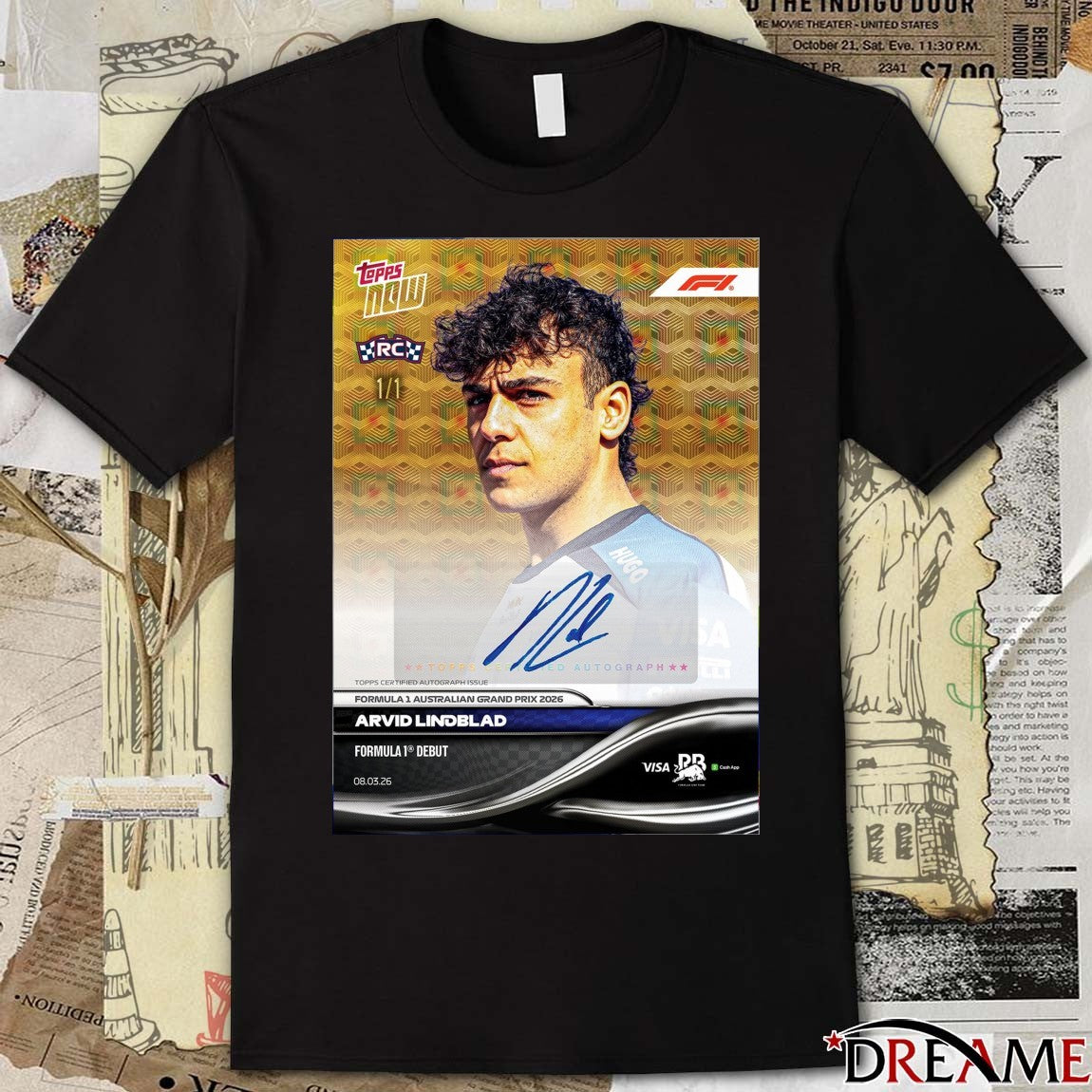 Formula 1 Australian Grand Prix 2026 Arvid Lindblad Topps Now Poster t-shirt