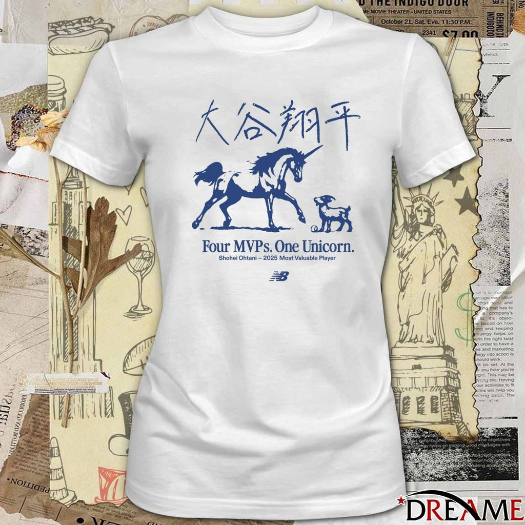 Four MVPs Unicorn One Los Angeles Dodgers Shohei Ohtani 2025 Most Valuable Player t-shirt