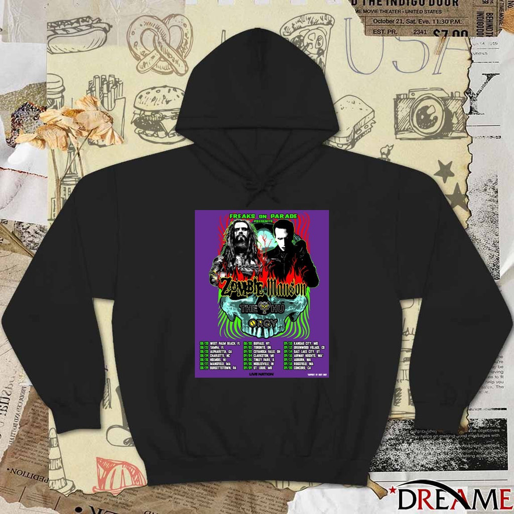 Freaks On Parade Presents Zombie Manson The Hu Orgy 2026 August 20 – September 20 Poster t-shirt