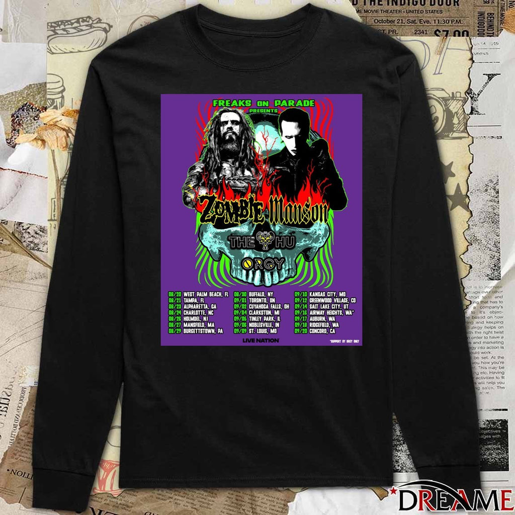 Freaks On Parade Presents Zombie Manson The Hu Orgy 2026 August 20 – September 20 Poster t-shirt