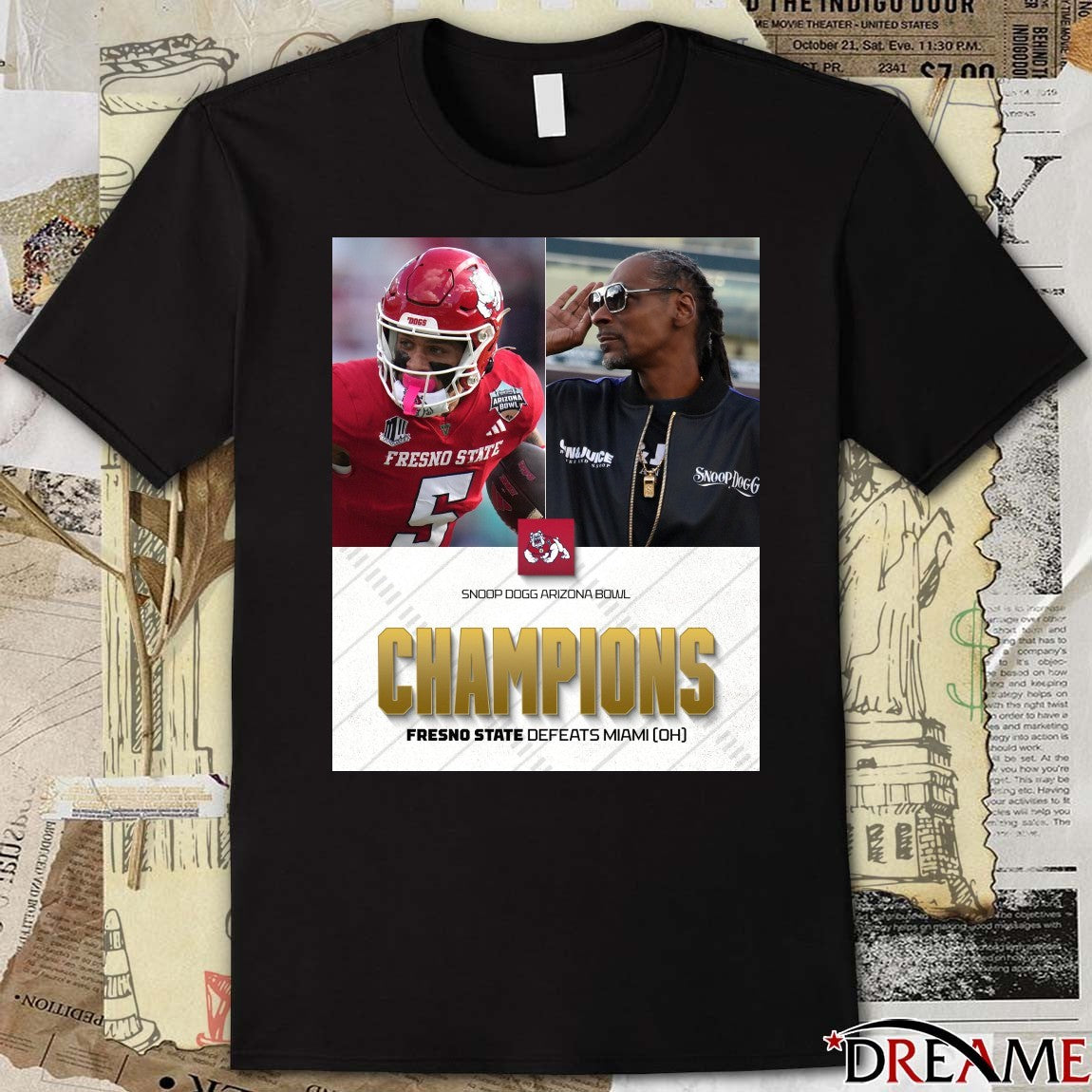 Fresno State Bulldogs defeated Miami OH Snoop Dogg Arizona Bowl Champions Poster t-shirt