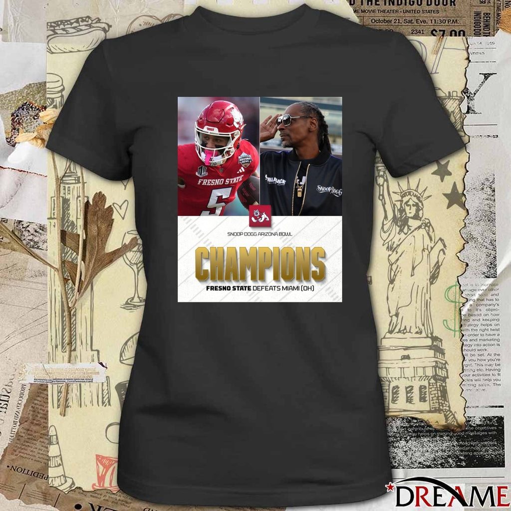 Fresno State Bulldogs defeated Miami OH Snoop Dogg Arizona Bowl Champions Poster t-shirt