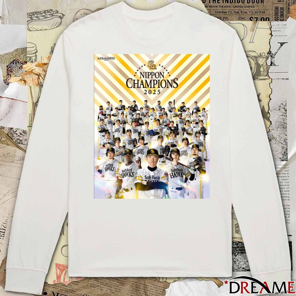 Fukuoka SoftBank Hawks 2025 Nippon Champions Poster tshirt