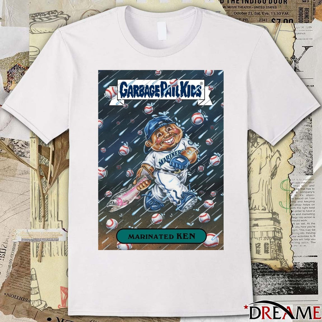 Garbage Pail Kids Marinated Ken Griffey Jr. Seattle Mariners Bownan Chrome Card t-shirt