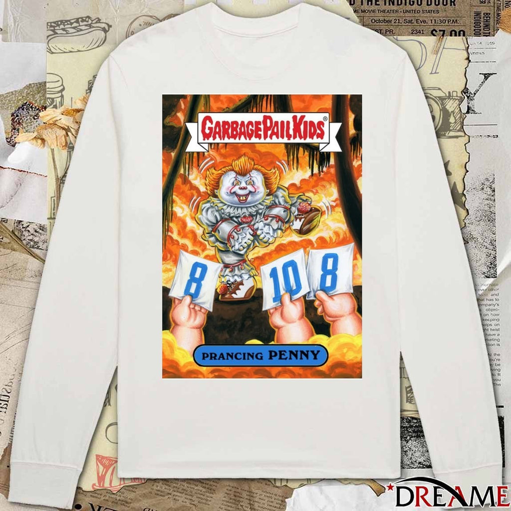 Garbage Pail Kids Prancing Penny Pennywise Horror Parody Card 2025 t-shirt