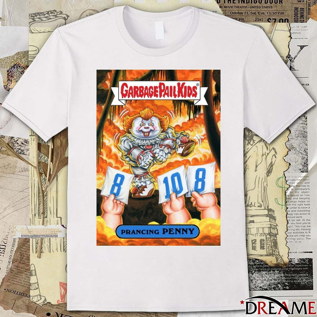 Garbage Pail Kids Prancing Penny Pennywise Horror Parody Card 2025 t-shirt