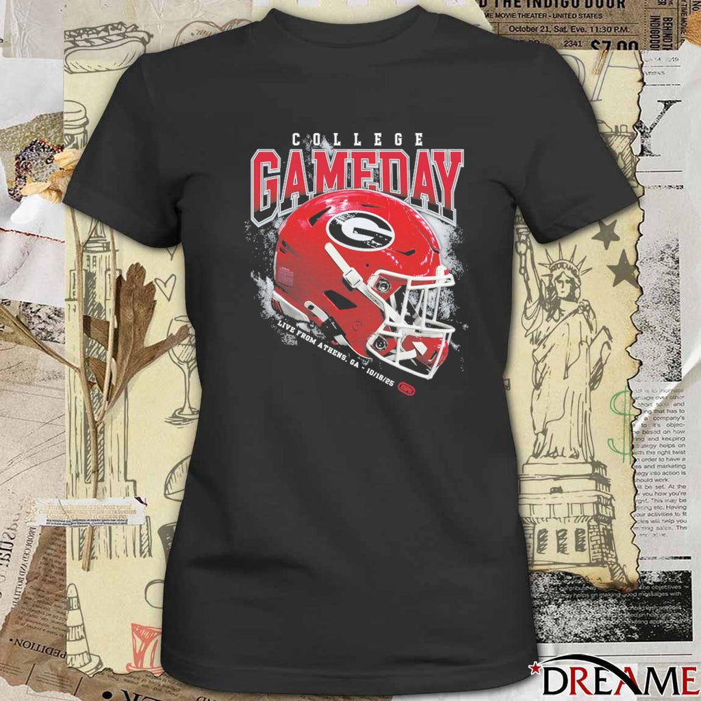 Georgia Bulldogs College GameDay Live From Athens GA October 18 2025 Helmet t-shirt