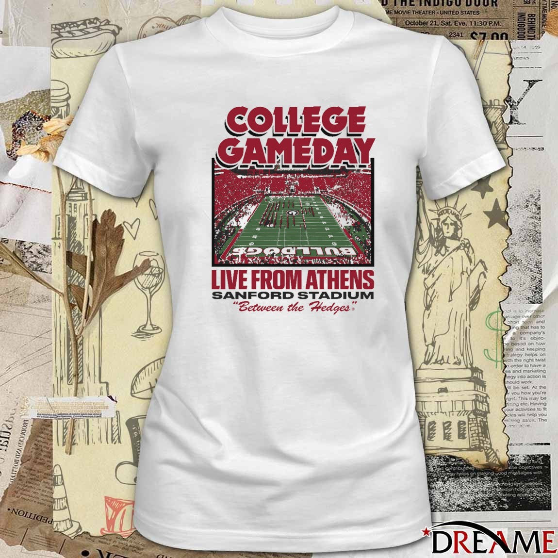 Georgia Bulldogs College GameDay Live From Athens GA Sanford Stadium Between The Hedges t-shirt