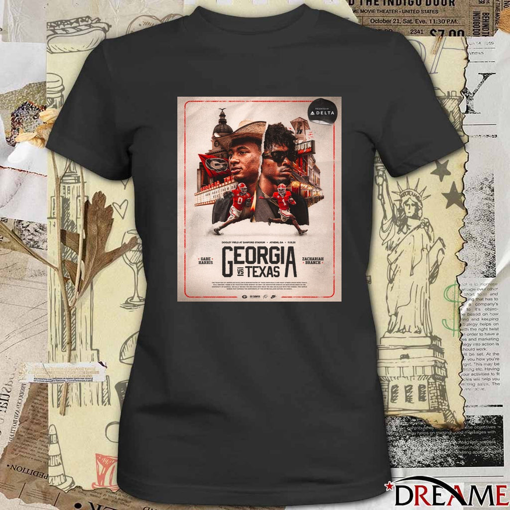 Georgia Bulldogs Vs Texas Longhorns At Dooley Field At Sanford Stadium Athens GA On November 15, 2025 t-shirt