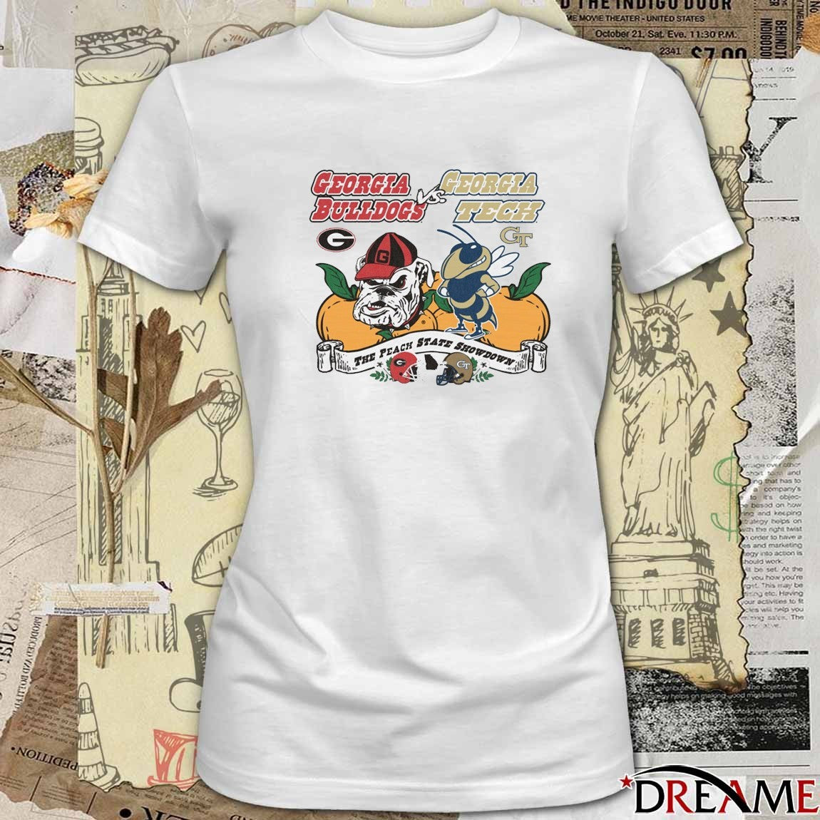 Georgia Tech Yellow Jackets Vs Georgia Bulldogs The Peach State Showdown Mascots t-shirt