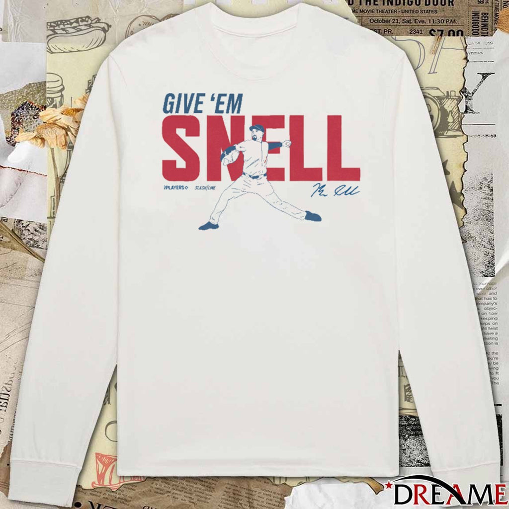 Give ’em Snell Los Angeles Dodgers Blake Snell Slash Line Signature t-shirt